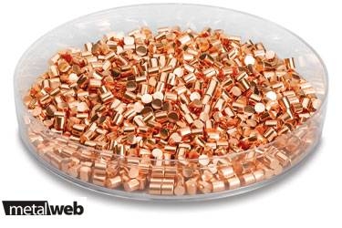 Гранулы меди ОСЧ, марки: Cu4N, Cu5N